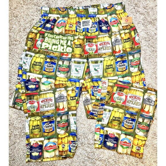 BRIEF INSANITY NEW Pickle Lover Lounge Pajama Pants SZ XL Grillo-Wickles UNISEX - Picture 1 of 9